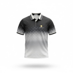Men’s Charcoal Grey Jacquard Polo Shirt with Contrast Rib Collar